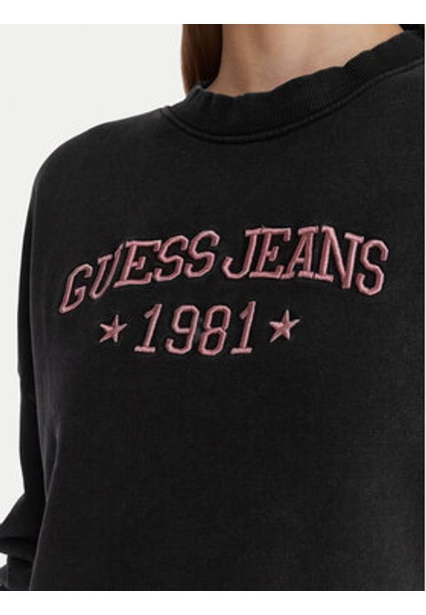 Guess Jeans Bluza W6RQ04 KCPR1 Czarny Regular Fit. Kolor: czarny. Materiał: bawełna