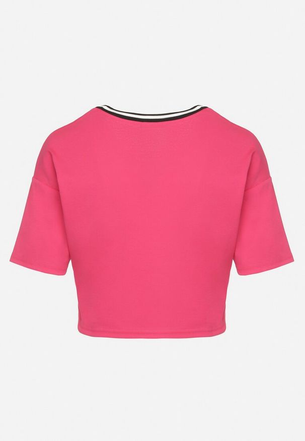 Born2be - Fuksjowy Bawełniany T-shirt z Napisem Nitanelia. Okazja: na co dzień. Kolor: różowy. Materiał: bawełna. Wzór: napisy. Styl: casual
