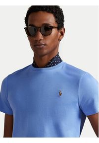 Polo Ralph Lauren T-Shirt 710740727101 Niebieski Custom Slim Fit. Typ kołnierza: polo. Kolor: niebieski. Materiał: bawełna #5