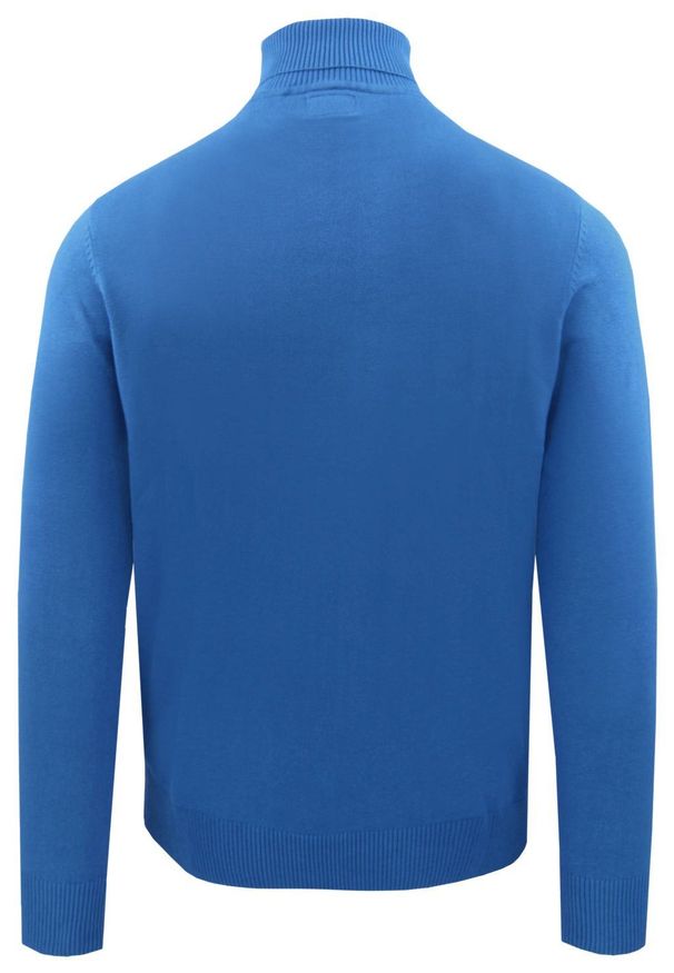 Bawełniany Męski Golf - Pako Jeans - Niebieski. Typ kołnierza: golf. Kolor: niebieski. Materiał: bawełna. Styl: klasyczny