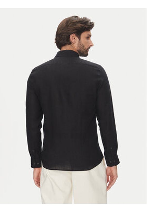 Marc O'Polo Koszula 524 7428 42460 Czarny Shaped Fit. Typ kołnierza: polo. Kolor: czarny. Materiał: len