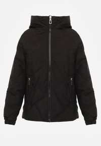 Renee - Czarna Kurtka z Kapturem Ozdobiona Pikowaniem Lilora. Okazja: na co dzień, na spacer. Typ kołnierza: kaptur. Kolor: czarny. Materiał: jeans. Wzór: aplikacja. Styl: casual, elegancki #7