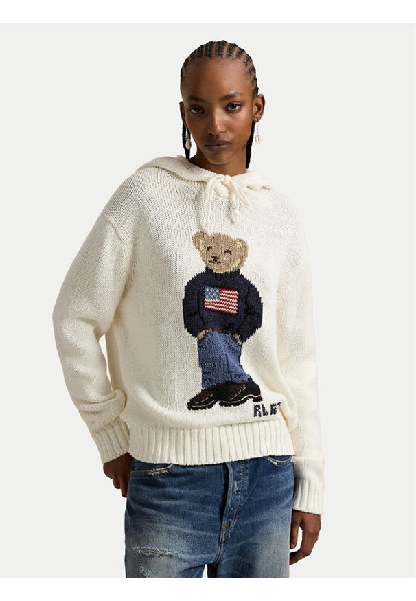 Polo Ralph Lauren Sweter 211A96253001 Écru Relaxed Fit. Typ kołnierza: polo. Materiał: bawełna