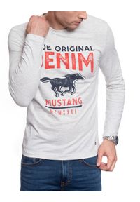 Mustang - LONGSLEEVE MUSTANG Adrian C Print 1008952 2064. Kolor: szary. Długość rękawa: długi rękaw. Długość: długie. Wzór: nadruk #7