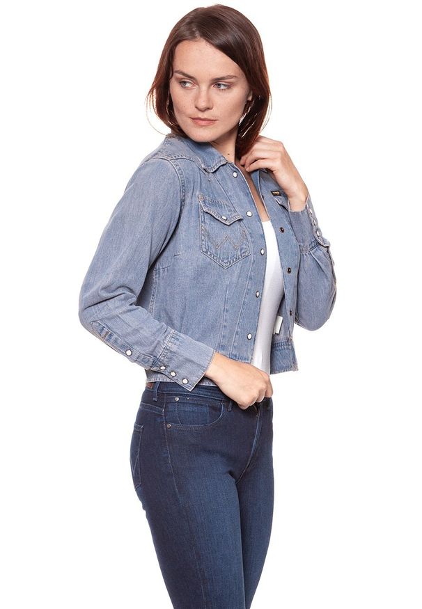 Wrangler - DAMSKA KURTKA JEANSOWA WRANGLER SHACKET PINK TINT W5254LWYX 112129396. Materiał: jeans