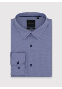 Pako Lorente - PAKO LORENTE – Granatowa dzianinowa koszula w pepitkę. Kolor: niebieski. Materiał: dzianina. Długość rękawa: długi rękaw. Długość: długie #8