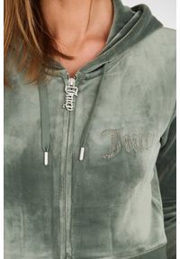 Juicy Couture - JUICY COUTURE Zielona damska bluza Marissa Velour Track Top, Rozmiar L. Kolor: zielony