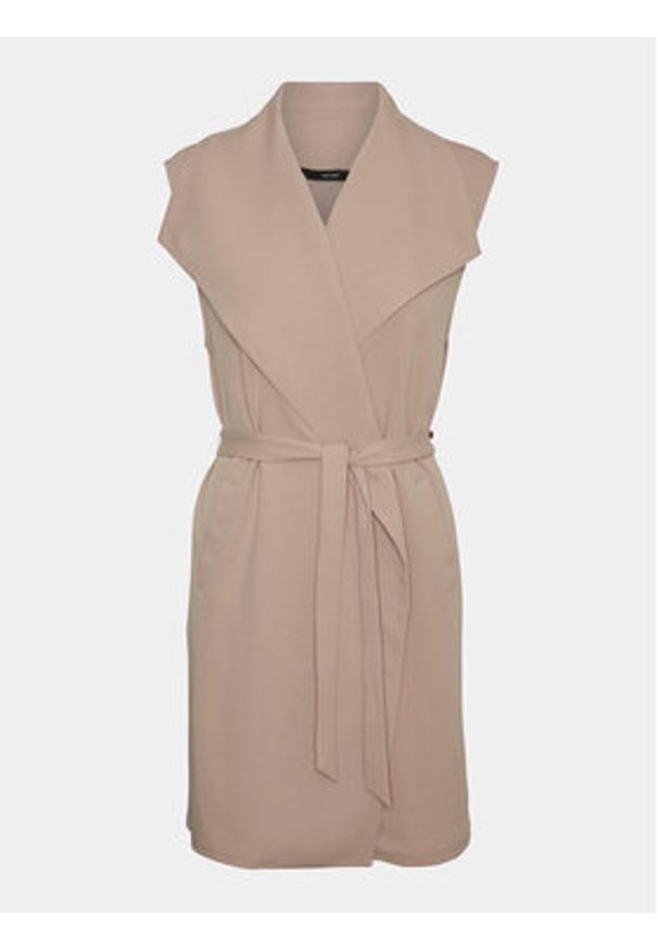 Vero Moda Kamizelka Allison 10300864 Beżowy Regular Fit. Kolor: beżowy. Materiał: syntetyk