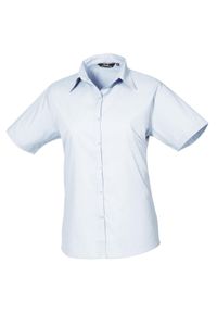 PREMIER - Bluzka Damska Z Krótkim Rękawem Z Popeliny. Kolor: niebieski. Długość rękawa: krótki rękaw. Długość: krótkie #1