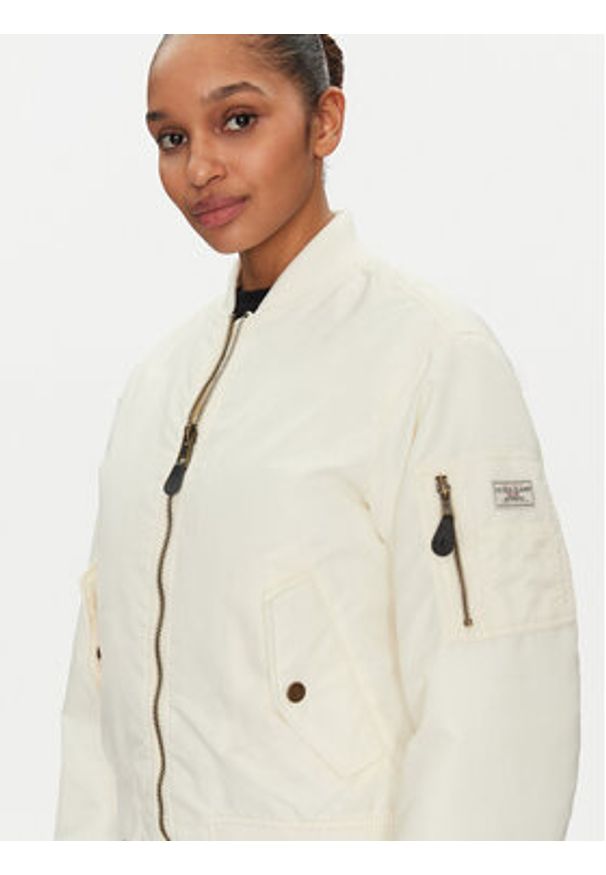 Guess Jeans Kurtka bomber W5RL81 WHAA2 Écru Regular Fit. Materiał: syntetyk