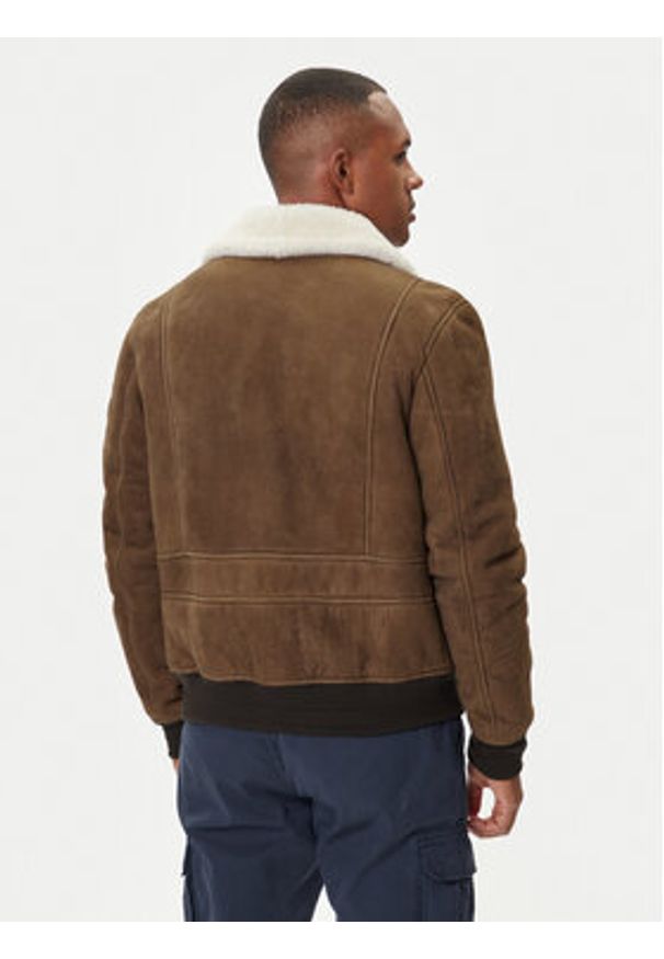 Aeronautica Militare Kurtka skórzana 252PN0163U100893 Brązowy Regular Fit. Kolor: brązowy. Materiał: skóra
