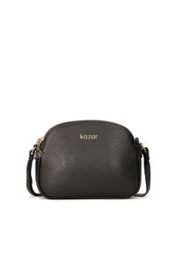 Kazar - Klasyczna czarna torebka skórzana na pasku. Kolor: czarny. Wzór: aplikacja. Materiał: skórzane. Styl: klasyczny #1