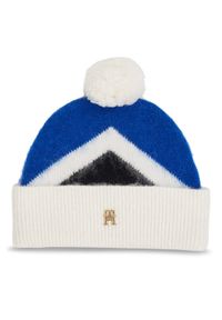 TOMMY HILFIGER - Tommy Hilfiger Czapka Th Evening Pompom Beanie Argyle AW0AW15305 Niebieski. Kolor: niebieski. Materiał: wełna