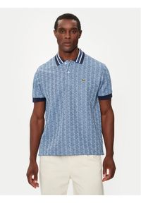 Lacoste Polo DH1417 Niebieski Slim Fit. Typ kołnierza: polo. Kolor: niebieski. Materiał: syntetyk, bawełna