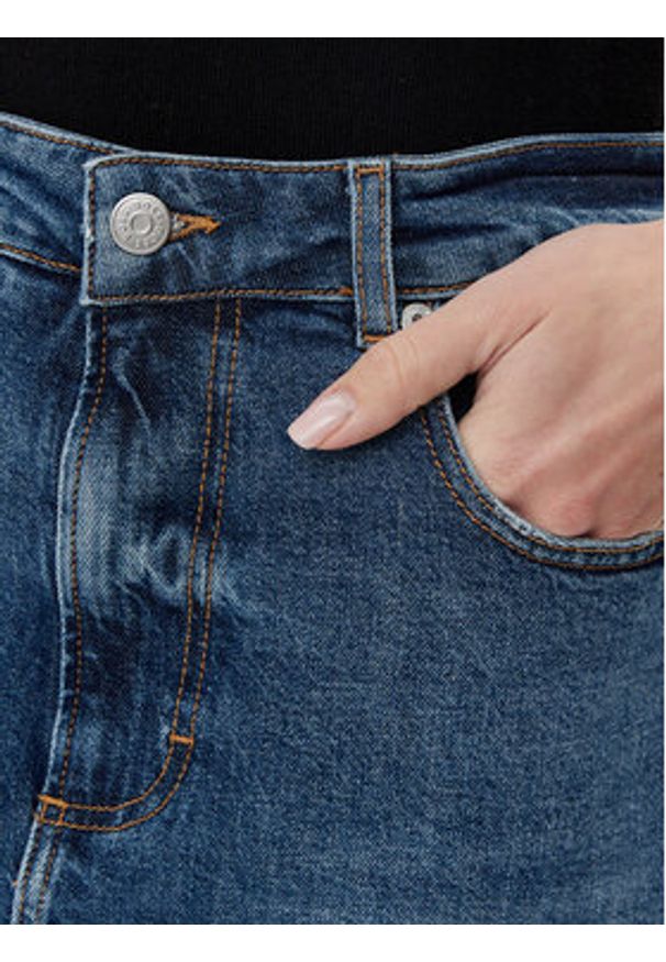 BOSS Spódnica jeansowa midi 50512588 Niebieski Slim Fit. Kolor: niebieski. Materiał: bawełna