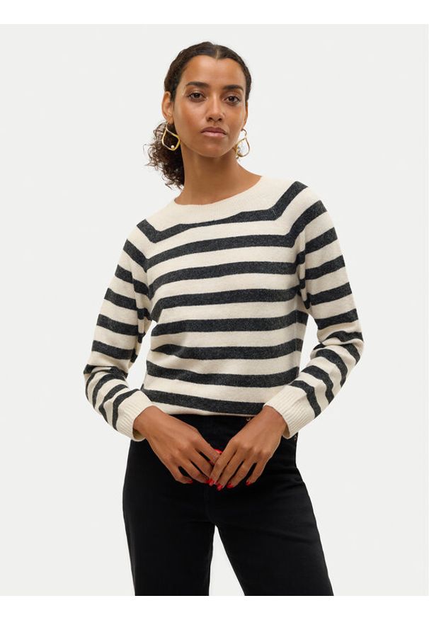 Vero Moda Sweter Doffy 10201022 Beżowy Regular Fit. Kolor: beżowy. Materiał: syntetyk