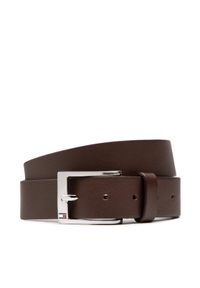 TOMMY HILFIGER - Tommy Hilfiger Pasek Męski New Aly Belt AM0AM08363 Brązowy. Kolor: brązowy. Materiał: skóra