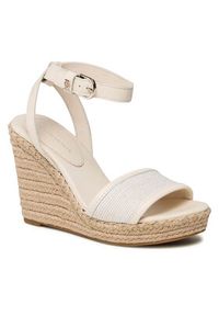 TOMMY HILFIGER - Tommy Hilfiger Espadryle Th Woven High Wedge FW0FW07344 Beżowy. Kolor: beżowy. Materiał: materiał #2