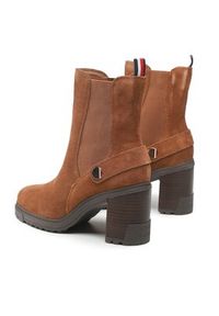 TOMMY HILFIGER - Tommy Hilfiger Botki Outdoor High Heel Boot FW0FW06739 Brązowy. Kolor: brązowy. Materiał: zamsz, skóra #3