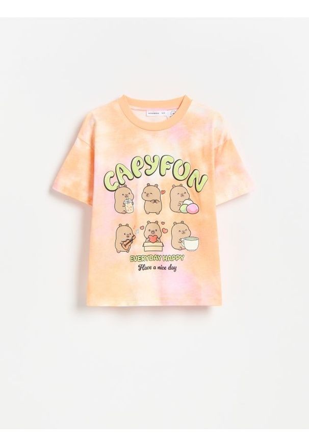 Reserved - T-shirt Kapibara CapyFun - wielobarwny. Materiał: bawełna