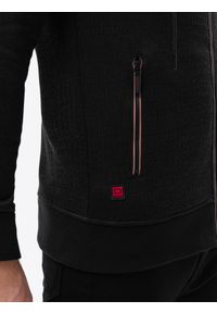 Ombre Clothing - Dzianinowa bluza męska rozpinana z kapturem - czarna V1 B1425 - M. Typ kołnierza: kaptur. Kolor: czarny. Materiał: dzianina #7