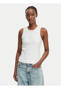 Calvin Klein Jeans Top LV047F239G Biały Slim Fit. Kolor: biały. Materiał: bawełna #1