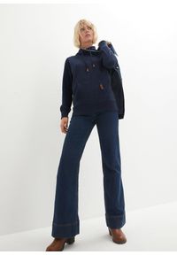 bonprix - Bluza z szalowym kołnierzem z wstawką z miękkiego polaru. Kolor: niebieski. Materiał: polar