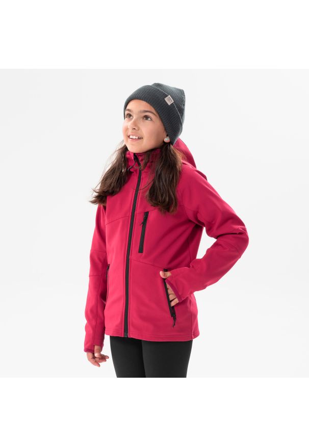 quechua - Veste Softshell Randonnee - Mh550 Framboise - Enfant 7-15 Ans. Kolor: czerwony, czarny, wielokolorowy. Materiał: softshell. Sezon: lato