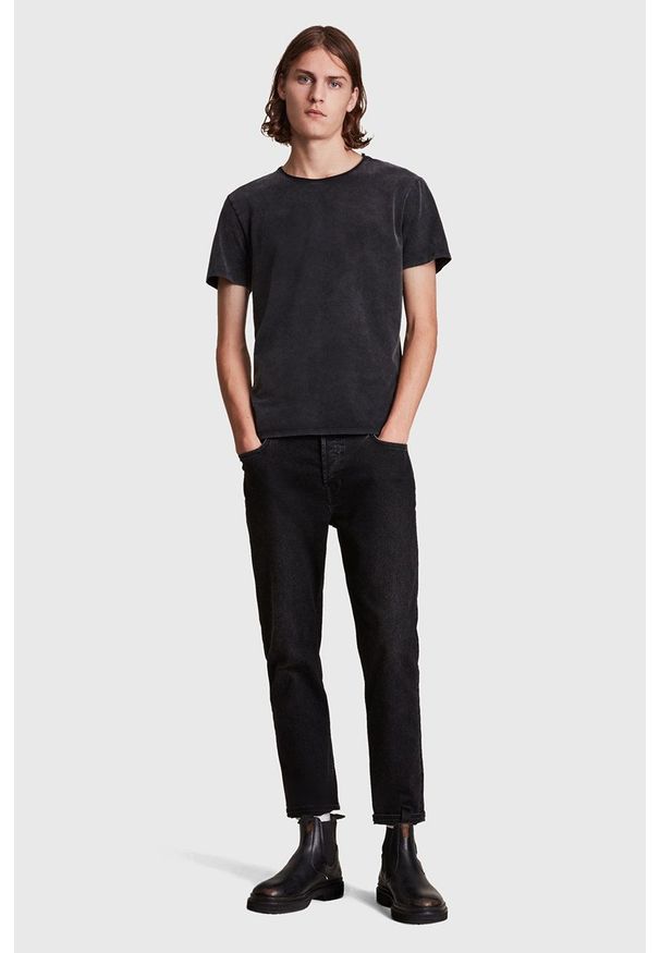 AllSaints Longsleeve męski kolor szary gładki. Okazja: na co dzień. Kolor: szary. Materiał: dzianina, bawełna. Długość rękawa: długi rękaw. Wzór: gładki. Styl: casual