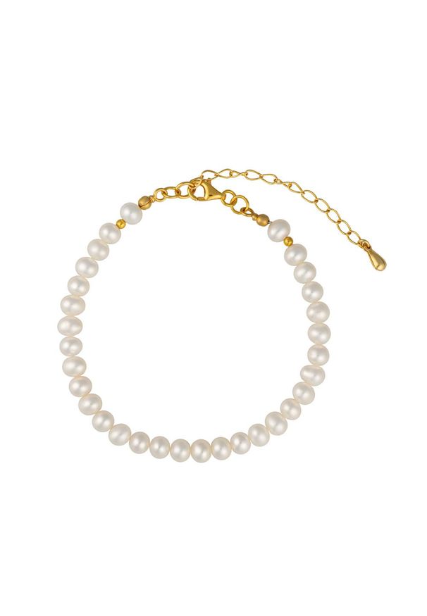 Braccatta - ADA GOLD bransoletka małe perły białe naturalne regulowana srebro pozłacane. Materiał: pozłacane, srebrne. Kolor: biały. Wzór: aplikacja. Kamień szlachetny: perła