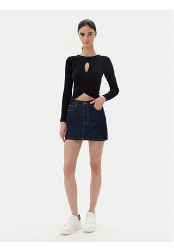 Guess Jeans Spódnica jeansowa W5YD0Q D5M4C Granatowy Regular Fit. Kolor: niebieski. Materiał: lyocell, bawełna