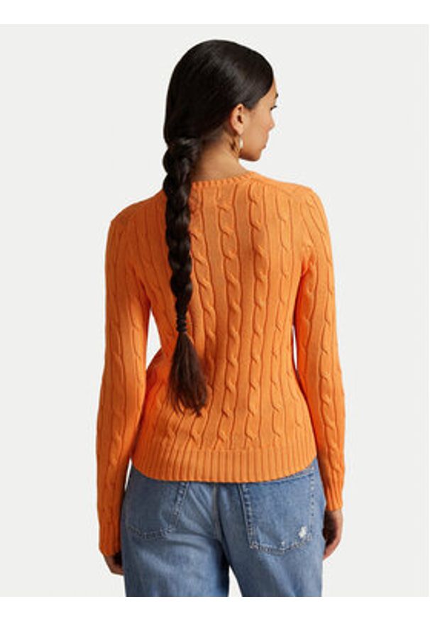 Polo Ralph Lauren Sweter 211971869014 Pomarańczowy Slim Fit. Typ kołnierza: polo. Kolor: pomarańczowy. Materiał: bawełna