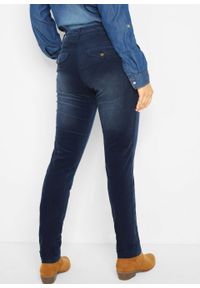 Spodnie sztruksowe SKINNY bonprix ciemnoniebieski. Kolor: niebieski. Materiał: elastan, materiał, bawełna #2