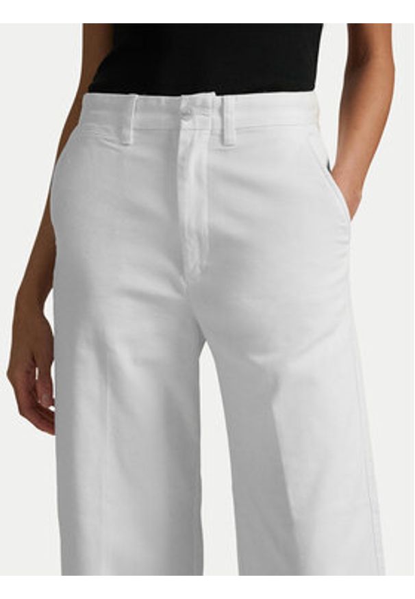 Polo Ralph Lauren Spodnie materiałowe 211873988002 Écru Wide Leg. Kolor: kremowy. Materiał: bawełna
