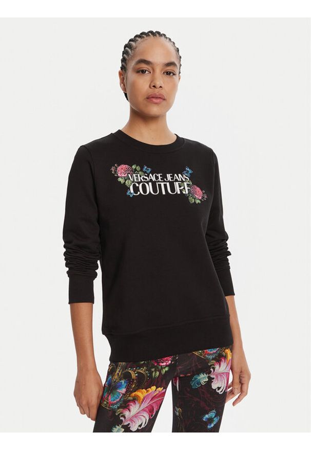 Versace Jeans Couture Bluza 79HAIB00 CFB00 Czarny Regular Fit. Typ kołnierza: kołnierzyk włoski. Kolor: czarny. Materiał: bawełna