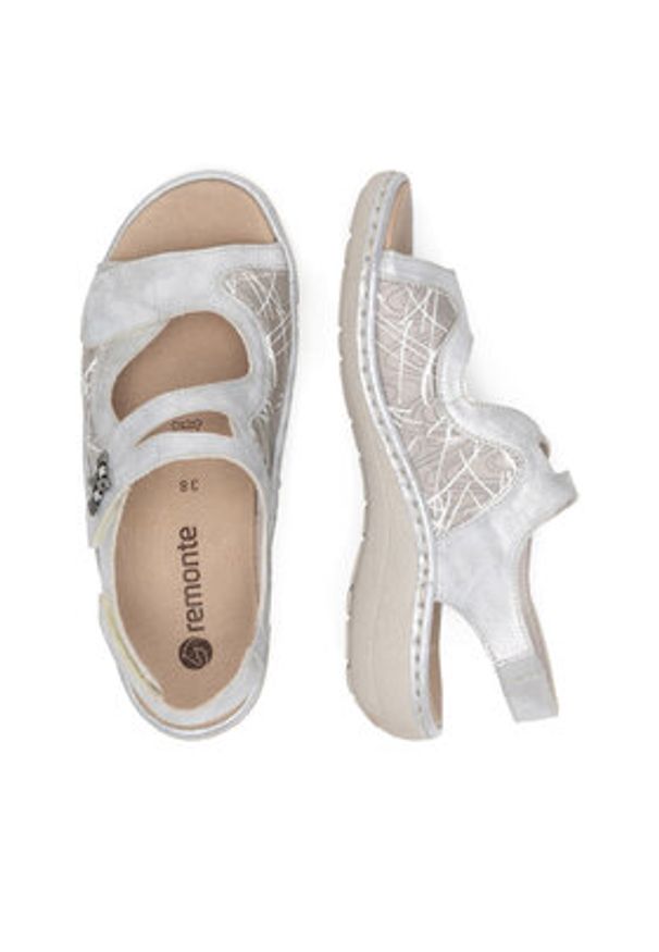 Remonte Sandały D7647-40 Szary. Kolor: szary. Materiał: skóra