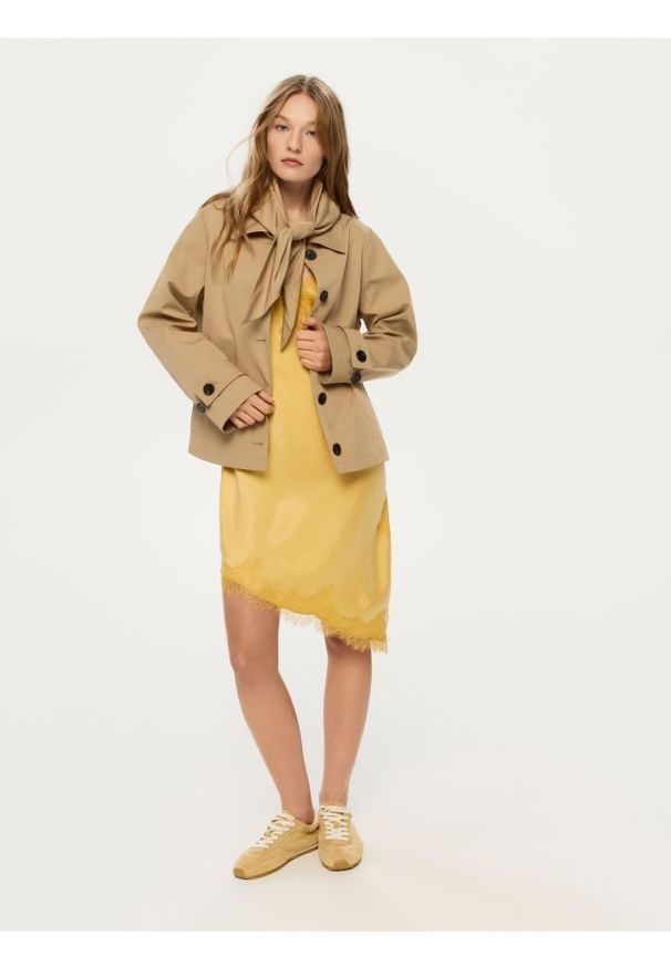 Reserved - Sukienka mini - żółty. Kolor: żółty. Materiał: tkanina, wiskoza. Typ sukienki: proste. Długość: mini