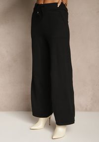 Renee - Czarny Komplet z Dzianiny Spodnie Wide Leg i Retro Kardigan Giosila. Kolekcja: plus size. Kolor: czarny. Materiał: dzianina #3