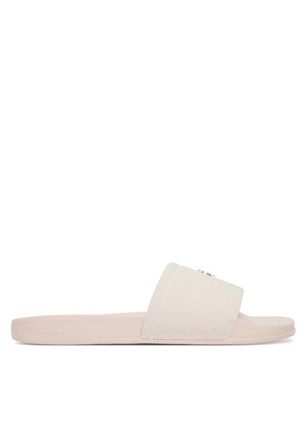 Calvin Klein Klapki Ess Slide Canvas Hdw HW0HW02960 Beżowy. Kolor: beżowy. Materiał: materiał