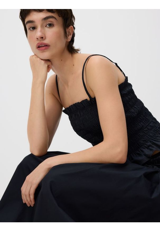 Reserved - Strukturalny top - czarny. Kolor: czarny. Materiał: bawełna