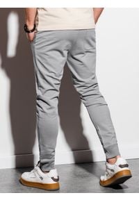 Ombre Clothing - Spodnie męskie dresowe joggery P952 - szare - XXL. Kolor: szary. Materiał: dresówka #3