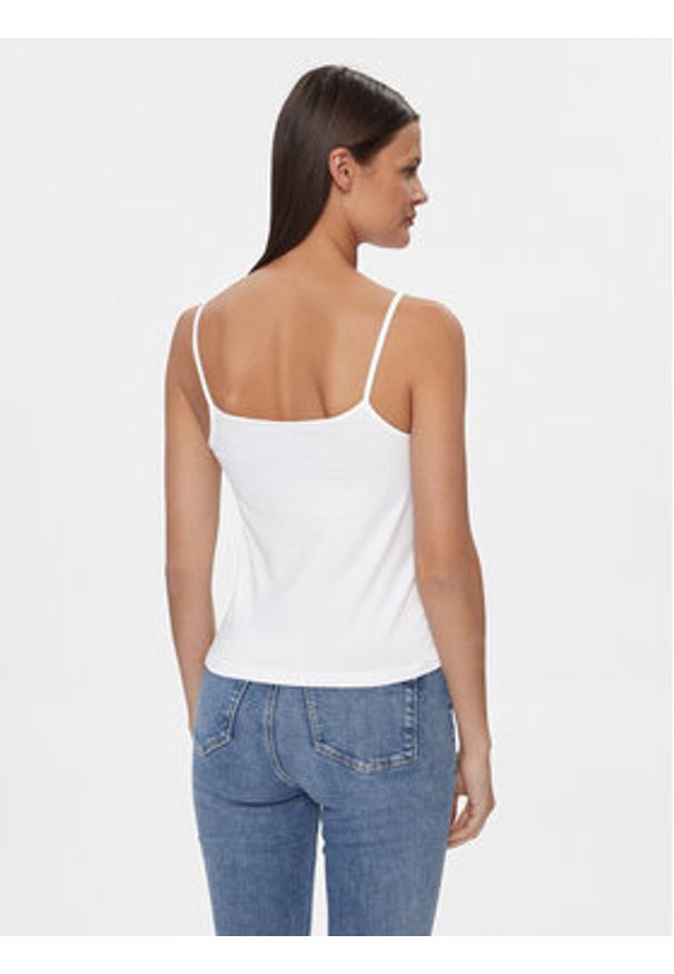 Calvin Klein Jeans Top Monologo J20J223105 Biały Slim Fit. Kolor: biały. Materiał: bawełna