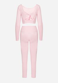Born2be - Różowy Komplet Sportowy Legginsy i Bluzka z Odkrytymi Plecami Dasalla. Kolor: różowy #5