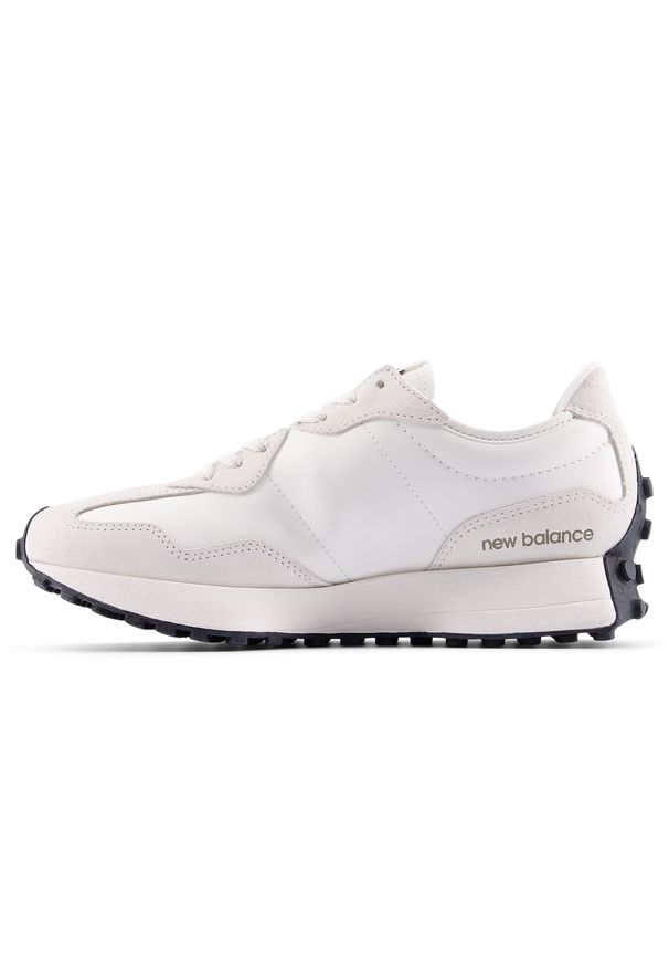 Buty damskie New Balance WS327JWA – białe. Okazja: na co dzień. Kolor: biały. Materiał: dresówka, skóra, guma, materiał, syntetyk. Szerokość cholewki: normalna. Sezon: wiosna. Obcas: na płaskiej podeszwie