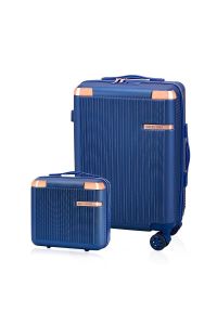Betlewski - Zestaw walizka i mały kuferek BETLEWSKI Granatowy ZEST BWA-029 GRAN S. Kolor: niebieski. Materiał: materiał