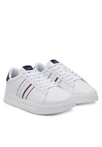 TOMMY HILFIGER - Tommy Hilfiger Sneakersy Modern Cupsole Stripes Lth FM0FM05406 Biały. Kolor: biały. Materiał: skóra