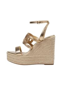 Michael Kors - MICHAEL KORS Złote sandały Alma Wedge Espadrille, Rozmiar 39,5. Kolor: złoty