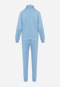 Renee - Niebieski Komplet Dresowy z Bawełny Dresowe Spodnie i Bluza z Golfem na Suwak Sufinia. Kolor: niebieski. Materiał: bawełna, dresówka. Sport: golf #5
