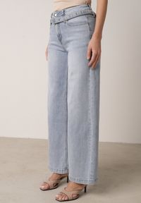 Born2be - Niebieskie Szerokie Jeansy z Bawełną z Wysokim Stanem i Denimowym Paskiem Venwyn. Okazja: na co dzień, na spotkanie biznesowe, do pracy. Stan: podwyższony. Kolor: niebieski. Styl: casual, biznesowy, elegancki #7