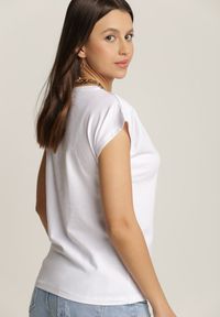 Renee - Biały T-shirt Prixelis. Kolor: biały. Materiał: jeans, bawełna. Długość rękawa: krótki rękaw. Długość: krótkie. Wzór: gładki. Styl: sportowy, klasyczny #5